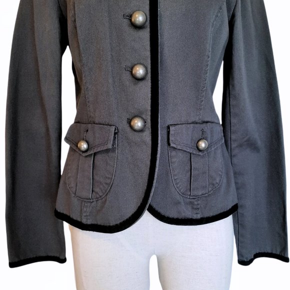 Calvin Klein Jeans Gray Cotton & Velvet Military Style Jacket M - Picture 3 of 12